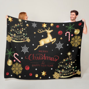 Couverture Polaire Joyeux sapin rouge