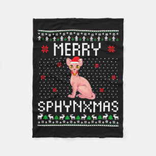 Couverture Polaire Joyeux Sphynxmas Amateur de Chat Sphynx Noël laid 