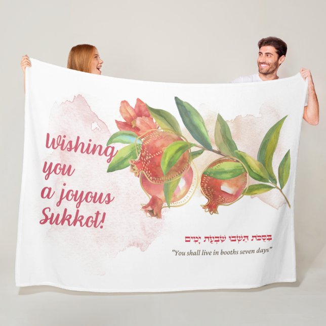 Couverture Polaire Joyeux Sukkot | Sukkot Sameach | Décor Sukkah (En situation)