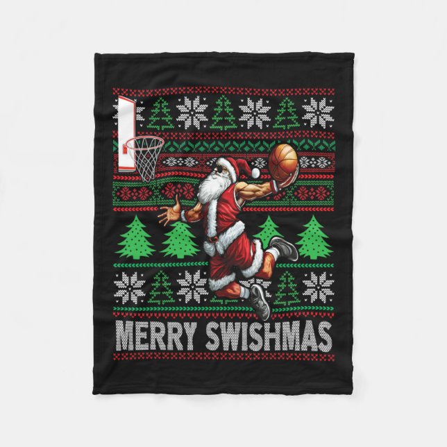 Couverture Polaire Joyeux Swishmas Vilain Noël Basket-ball Noël (Devant)