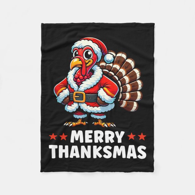 Couverture Polaire Joyeux Thanksmas Thanksgiving Turquie Noël Drôle (Devant)