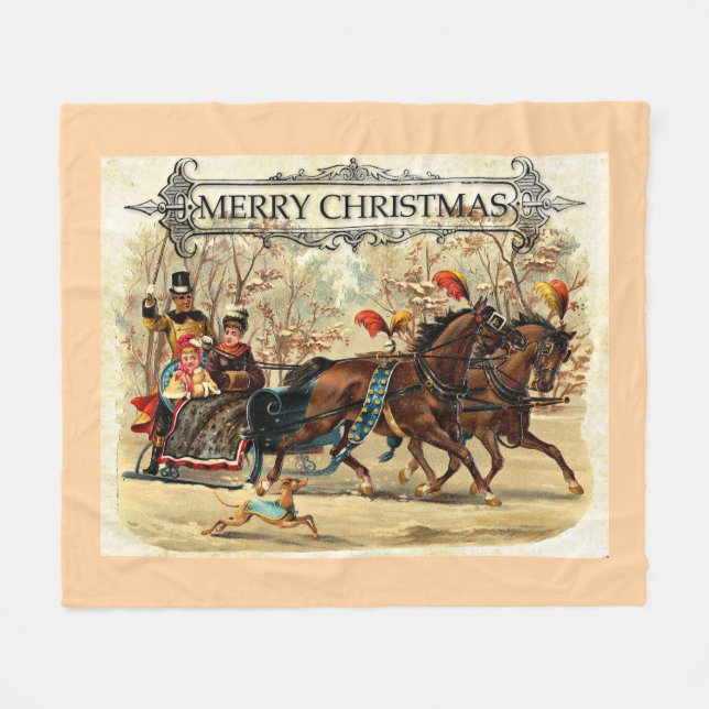 Couverture Polaire Joyeux voeux Noël (Devant (Horizontal))