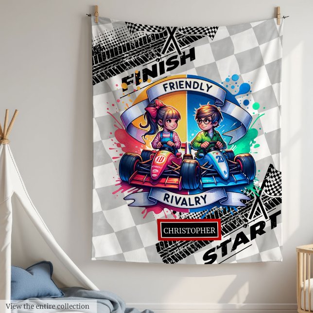 Couverture Polaire Joyful Sport Voiture Blanket Racing Aquarelle Garç (Joyful Sport Car Blanket Racing Watercolor Boy)