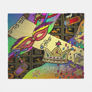 Couverture Polaire Judaica Purim Esther Fête juive Art Imprimer