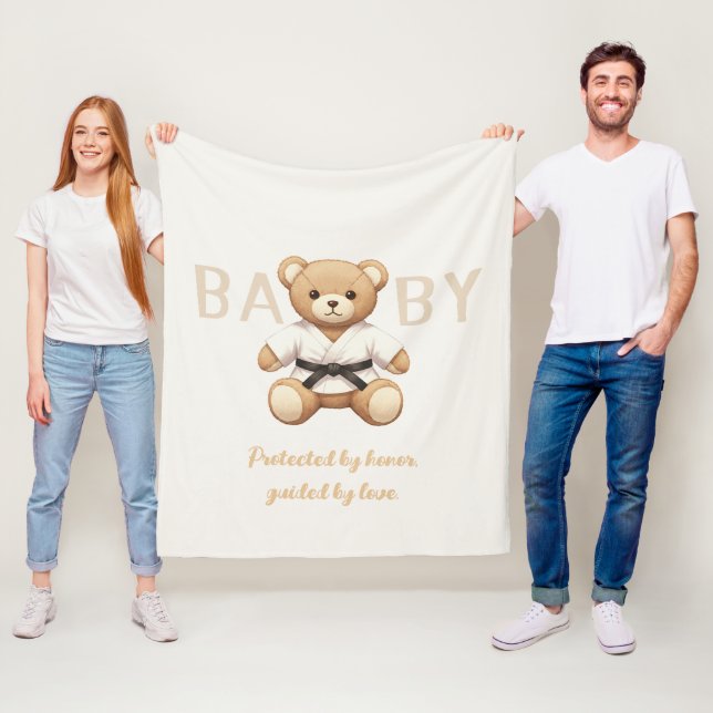 Couverture Polaire Judo Black Belt Bear Baby Shower Collection (En situation)