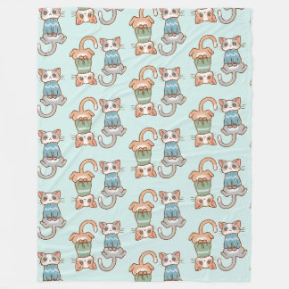 Couverture Polaire Jumeaux de chats mignons en Sweaters Gris et Orang