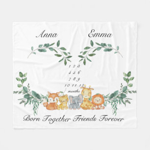 Couverture Polaire Jumeaux Jalons Jalon Genre Neutre Bébé Animaux