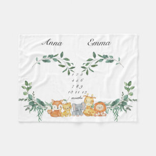 Couverture Polaire Jumeaux Jalons Jalon Sexe Neutre Bébé Animaux Bébé