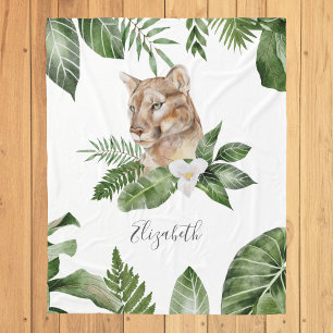 Couverture Polaire Jungle Safari Cute Lioness Nom personnalisé
