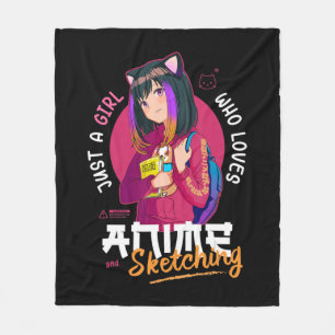 Couverture Polaire Just Girl Love Anime Sketching Ramen Manga Otaku