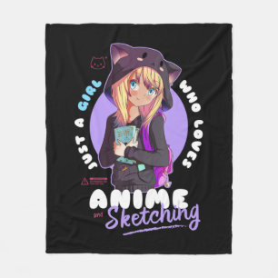 Couverture Polaire Just Girl Love Anime Sketching Ramen Manga Otaku