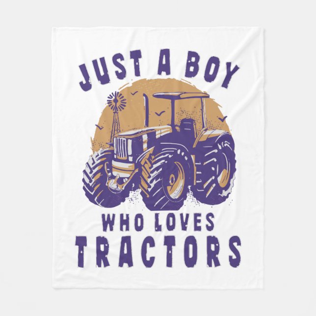 Couverture Polaire Juste Garçon Qui Aime Les Tracteurs Camions Agrico (Devant)