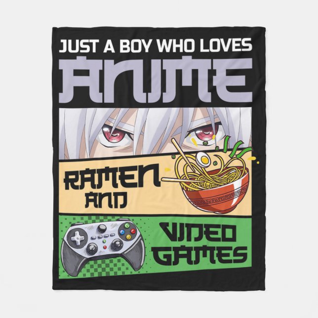Couverture Polaire Juste un garçon qui aime Anime Ramen et jeux vidéo (Devant)
