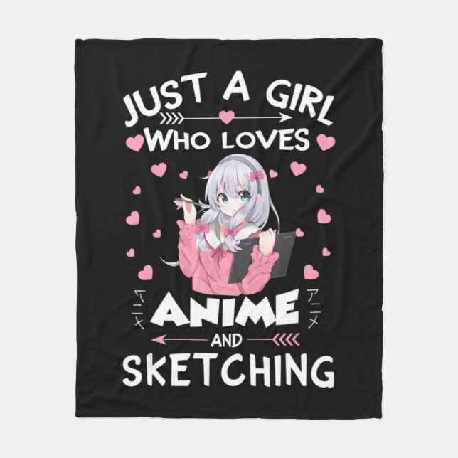 Couverture Polaire Juste une fille qui aime Anime et Sketching Cadeau (Devant)