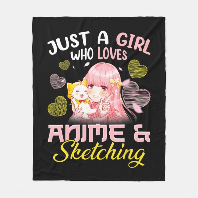 Couverture Polaire Juste une fille qui aime l'Anime et l'esquisse Des (Devant)