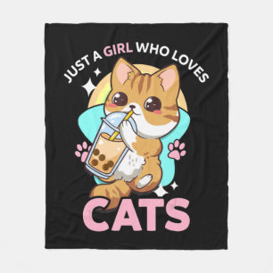 Couverture Polaire Juste Une Fille Qui Aime Les Chats Boba Bubble Mil
