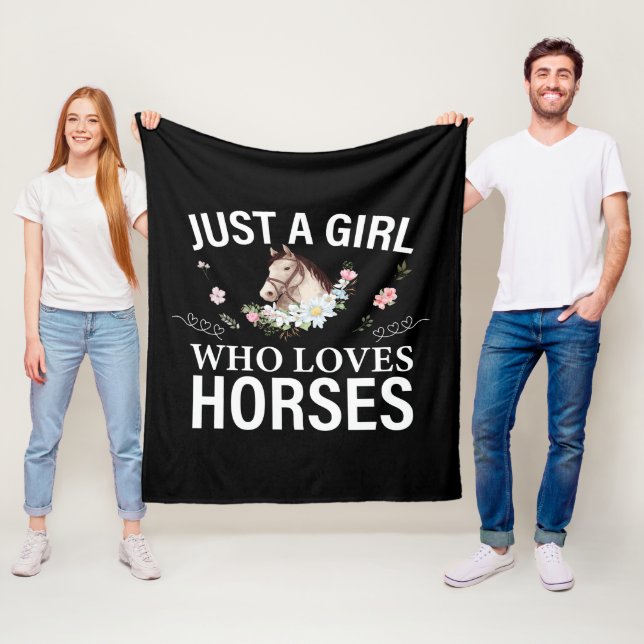 Couverture Polaire Juste Une Fille Qui Aime Les Chevaux Floral (En situation)