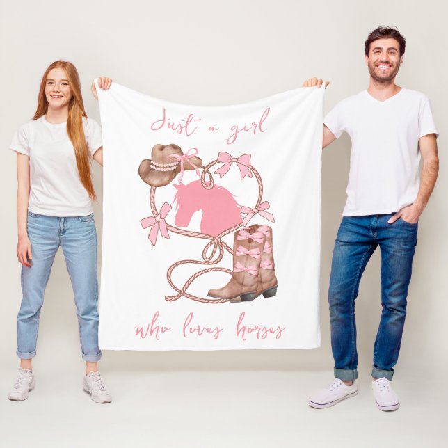 Couverture Polaire Juste une fille qui aime les chevaux, Western, Rod (En situation)