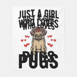 Couverture Polaire Juste Une Fille Qui Aime Les Pugs Chemise Vintage
