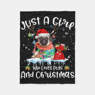 Couverture Polaire Juste une fille qui aime Pug et Noël démodé