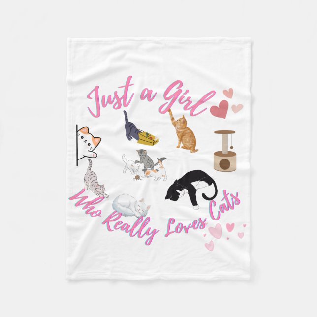 Couverture Polaire Juste une fille qui aime vraiment les chats (Devant)
