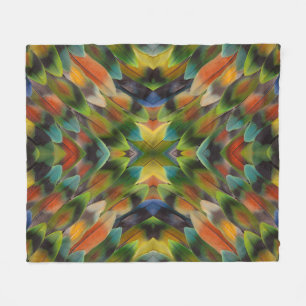 Couverture Polaire Kaléidoscope de plumes d'inséparable