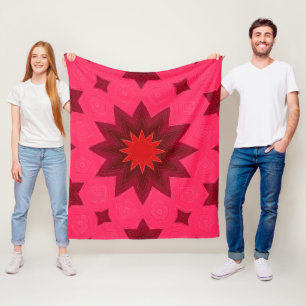 Couverture Polaire Kaleidoscope Rose Vibrant en Étoiles