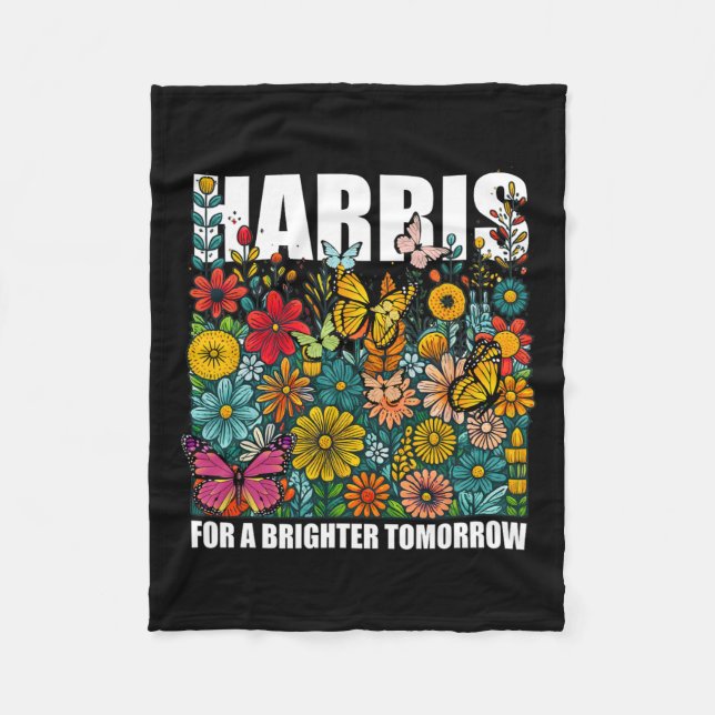 Couverture Polaire Kamala Harris Cute Floral Feminine Fleurs Élection (Devant)