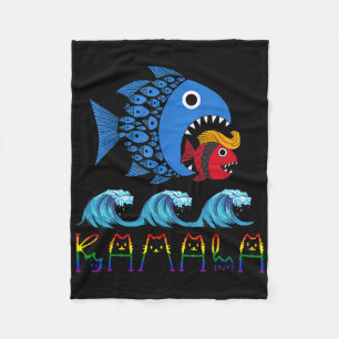 Couverture Polaire Kamala sur Trump Vague Bleue Gros Poisson Mange Pe