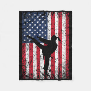 Couverture Polaire Karate American Flag 4 juillet partie Arts martiau