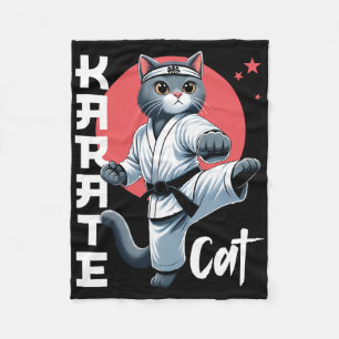 Couverture Polaire Karate Cat Gi Black Belt Martial Arts Kick Feline