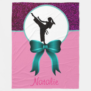 Couverture Polaire Karate Girls Parties scintillant et Bow Fleece Bla