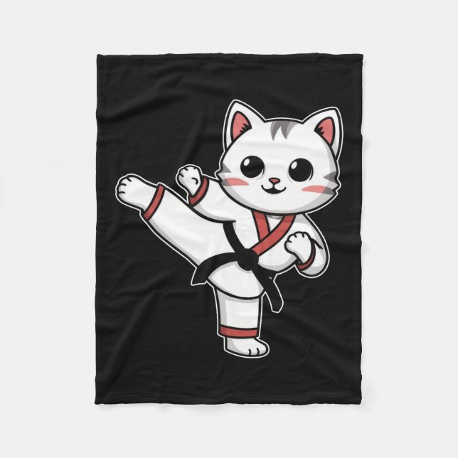 Couverture Polaire Karate Taekwondo Funny Chat Jiu Jitsu Femmes Fille (Devant)