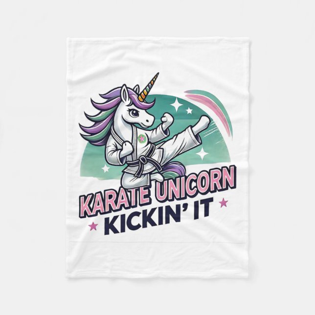 Couverture Polaire Karate Unicorn Kickin' It Martial Arts (Devant)