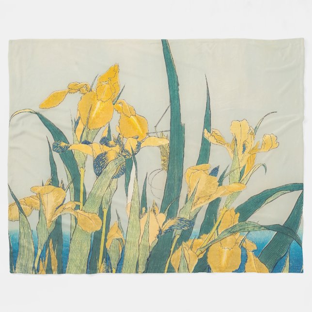 Couverture Polaire Katsushika Hokusai - Grasshopper et Iris (Devant (Horizontal))