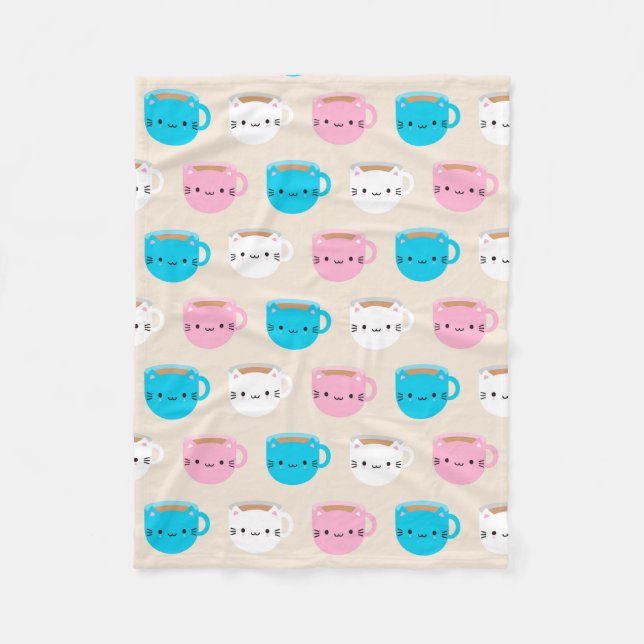 Couverture Polaire Kawaii Cats Cup de Thé (Devant)