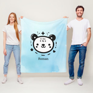Couverture Polaire Kawaii mignon visage ours - Kawaii minimaliste lig