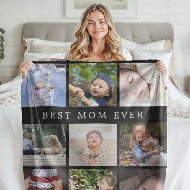 Couverture Polaire Keepsaké Meilleure maman Jamais Photo Collage Fête (Keepsake Best Mom Ever Photo Collage Mothers Day Fleece Blanket)