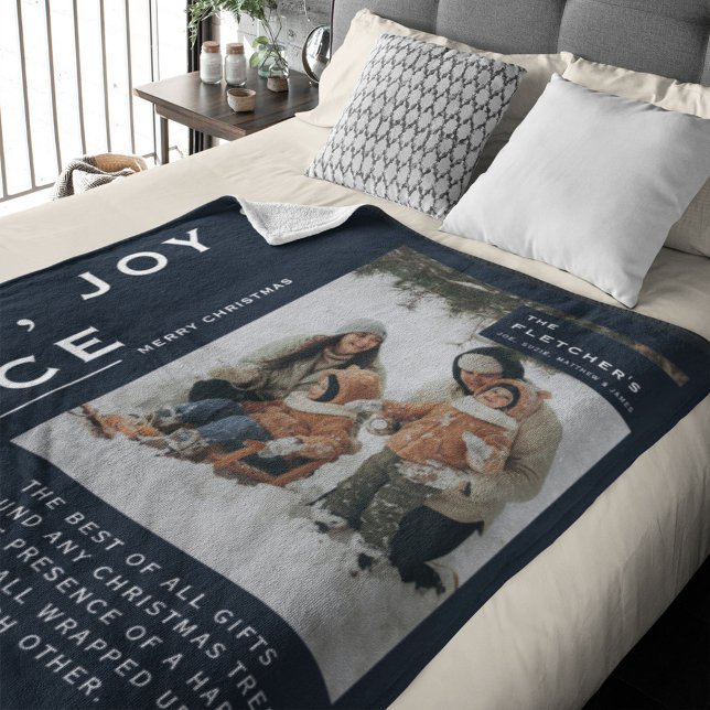 Couverture Polaire Keepsaké Photo & Citation Cadeau de Noël Marine Bl (Créateur téléchargé)