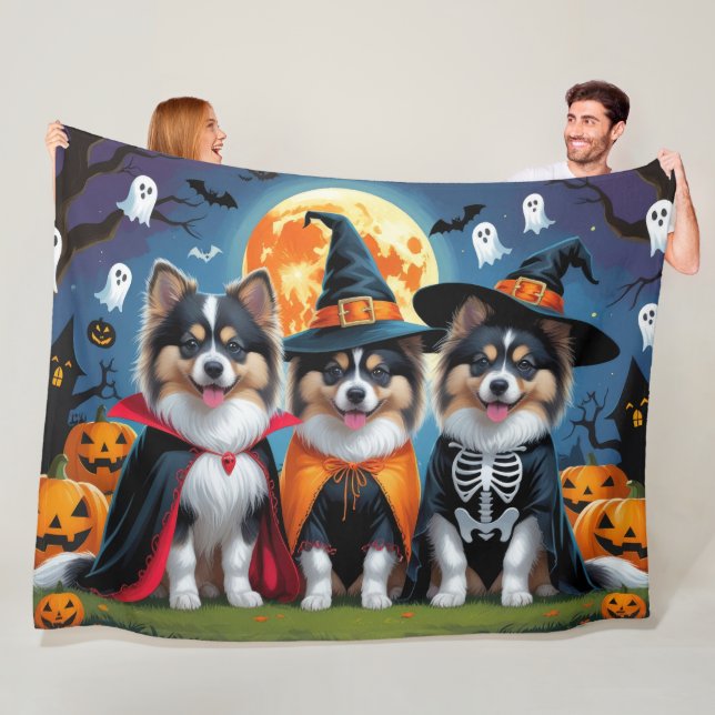 Couverture Polaire Keeshond Chiens Citrouille Halloween Funny (En situation)