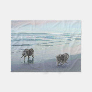 Couverture Polaire Keeshonds at the Seashore Peinture Dog Art
