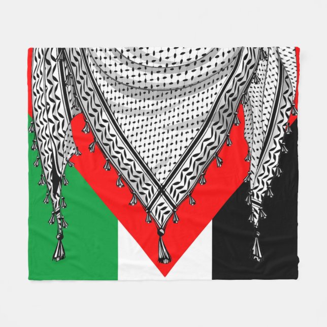Couverture Polaire Keffiyeh Écharpe palestinienne tissu traditionnel (Devant (Horizontal))
