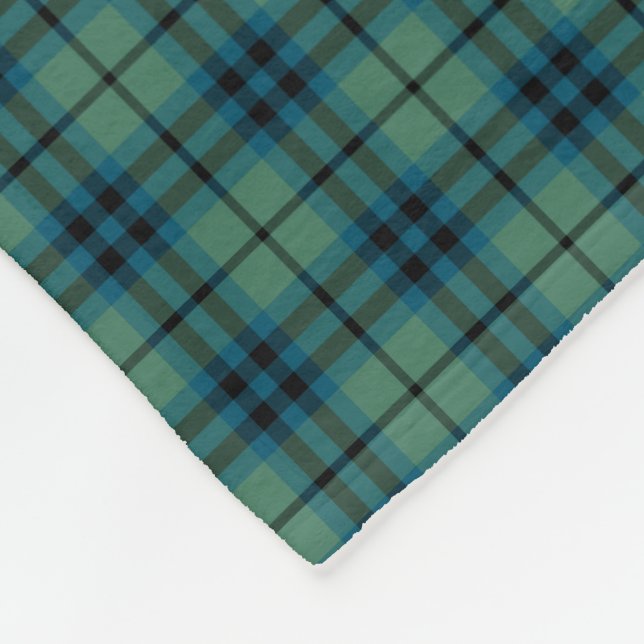 Couverture Polaire Keith Clan Vert clair et bleu Tartan antique (Coin)