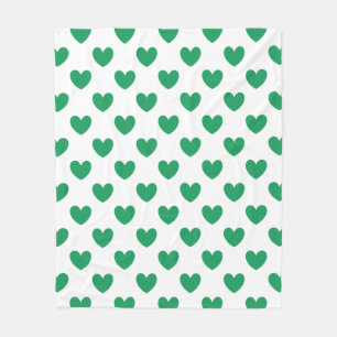 Couverture Polaire Kelly Coeurs polka vert sur blanc