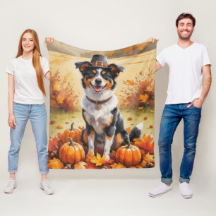 Couverture Polaire Kelpie Australien Feuilles d'Automne Art de Thanks