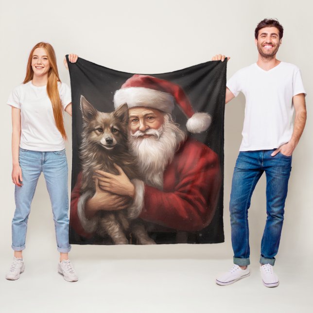 Couverture Polaire Kelpie australienne avec Noël au Père Noël (En situation)