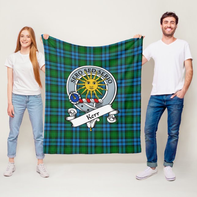 Couverture Polaire Kerr Chasse Clan Badge Tartan Plaid (En situation)