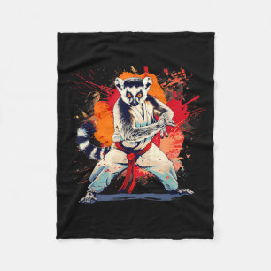 Couverture Polaire Kickboxing Lémurien Taekwondo Karaté MMA Drôle