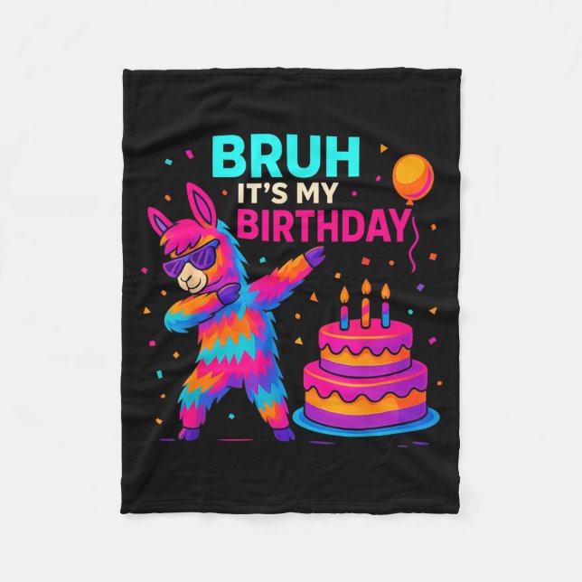 Couverture Polaire Kids Dabbing Llama Birthday Funny Bday Party Tee  (Devant)