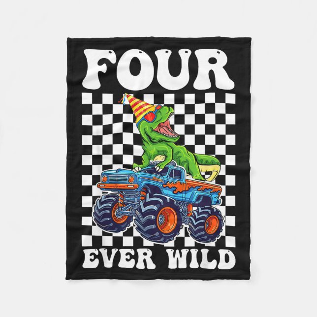 Couverture Polaire Kids Four Ever Wild Dinosaur Monster Truck 4th Bir (Devant)